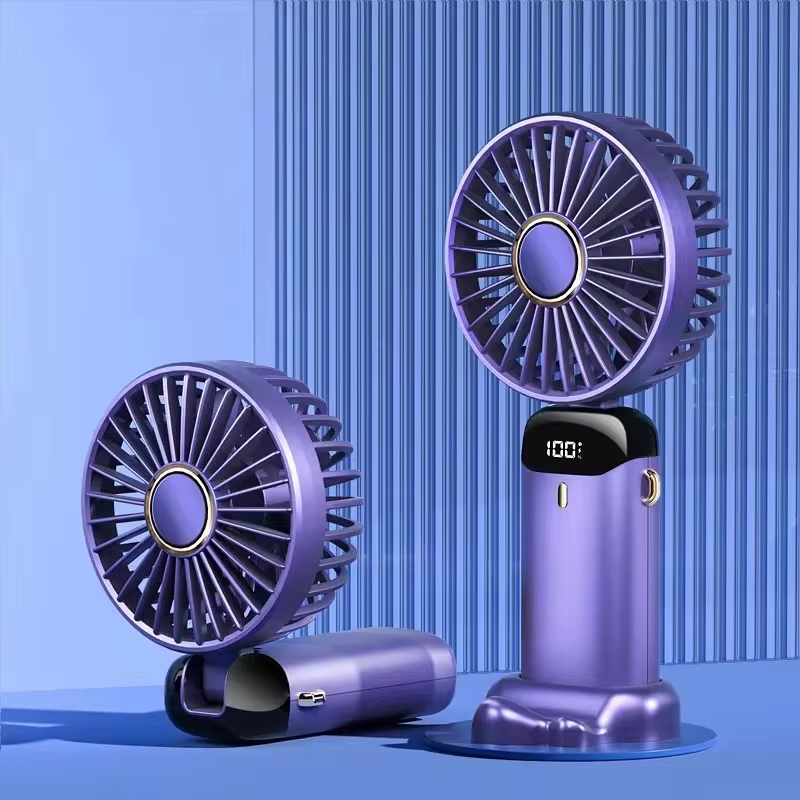 Foldable USB Rechargeable Mini Handheld Fan with Digital Display