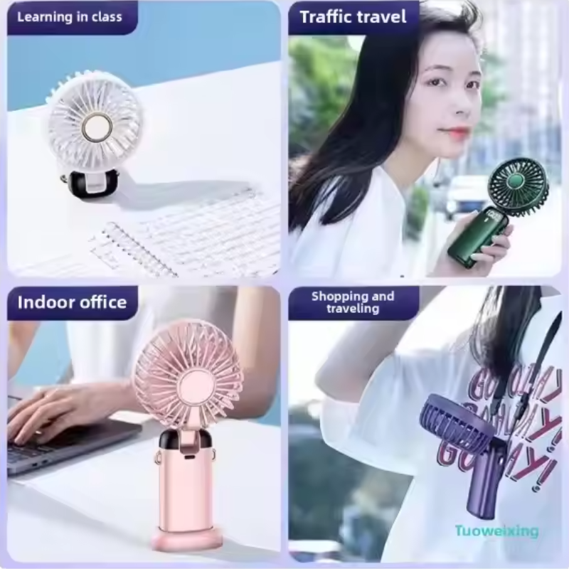 Foldable USB Rechargeable Mini Handheld Fan with Digital Display