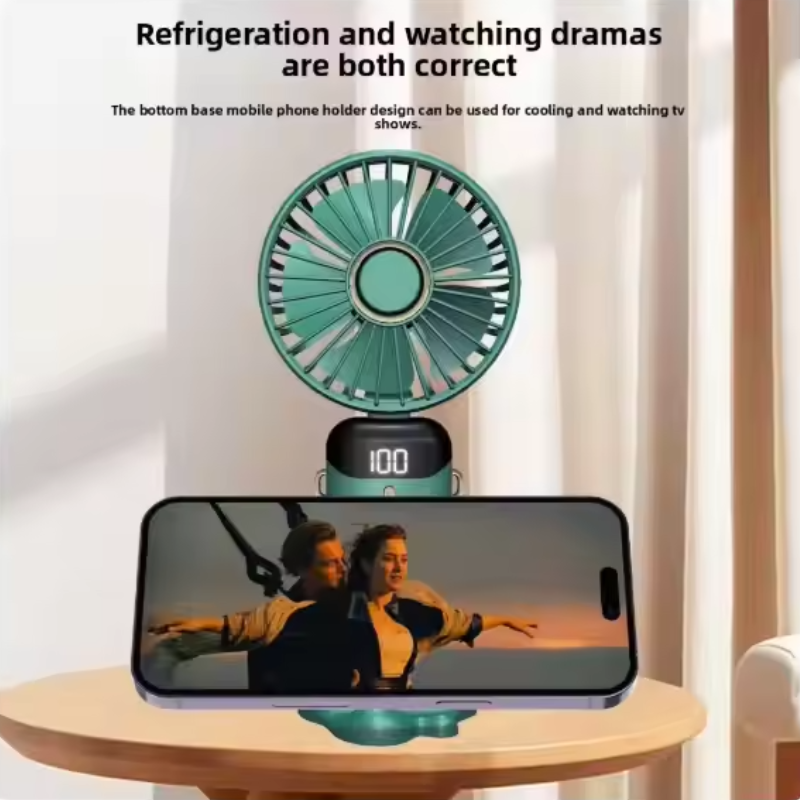 Foldable USB Rechargeable Mini Handheld Fan with Digital Display