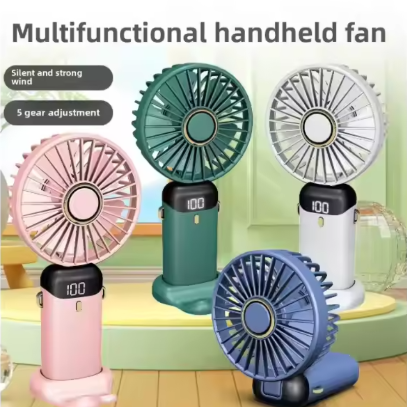 Foldable USB Rechargeable Mini Handheld Fan with Digital Display