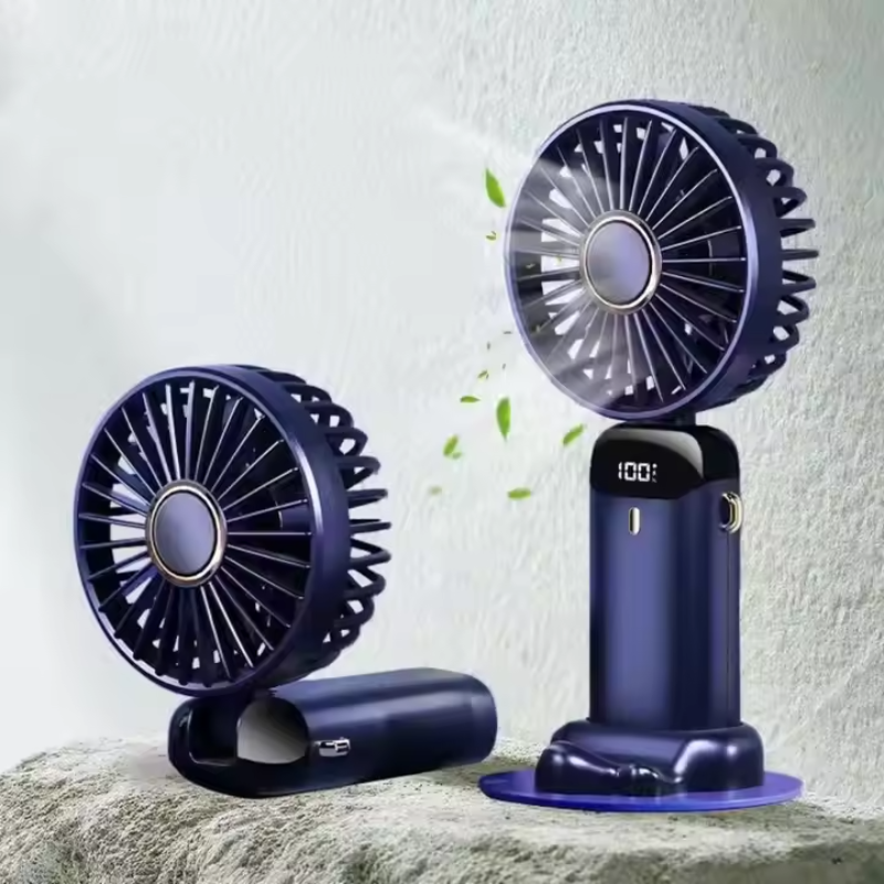 Foldable USB Rechargeable Mini Handheld Fan with Digital Display