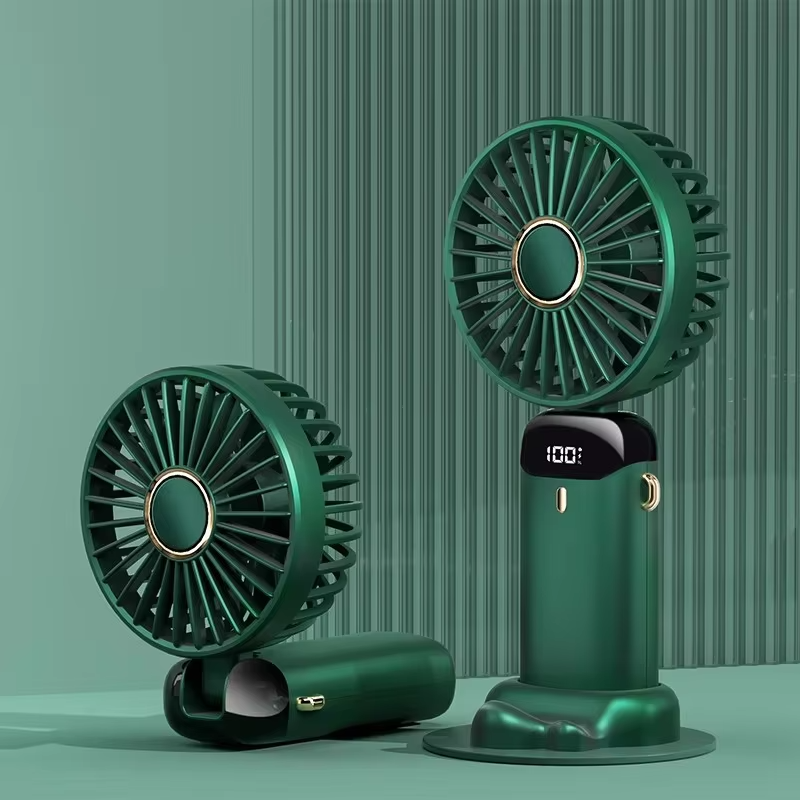 Foldable USB Rechargeable Mini Handheld Fan with Digital Display