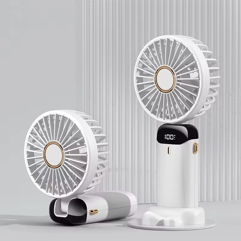 Foldable USB Rechargeable Mini Handheld Fan with Digital Display