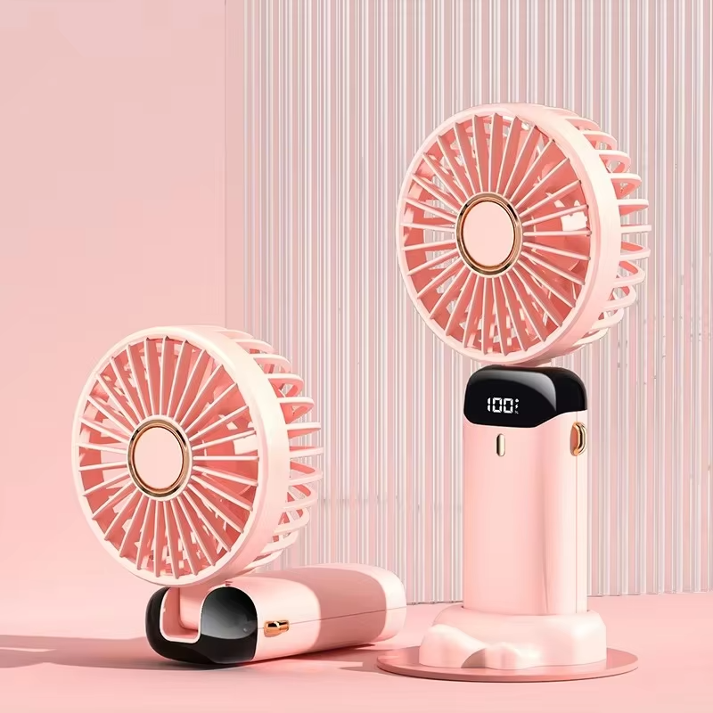 Foldable USB Rechargeable Mini Handheld Fan with Digital Display