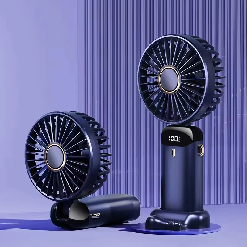 Foldable USB Rechargeable Mini Handheld Fan with Digital Display